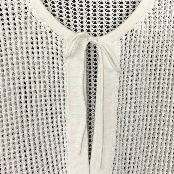 Theory White Open Knit Crochet Tunic Top Cover Up Cotton Blend Sz M - Picture 5 of 16